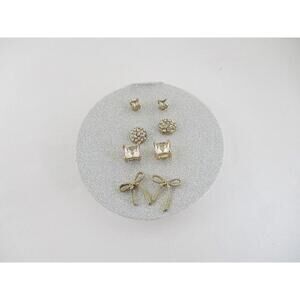 Gold and Crystals 4 Pack Stud Earring Set